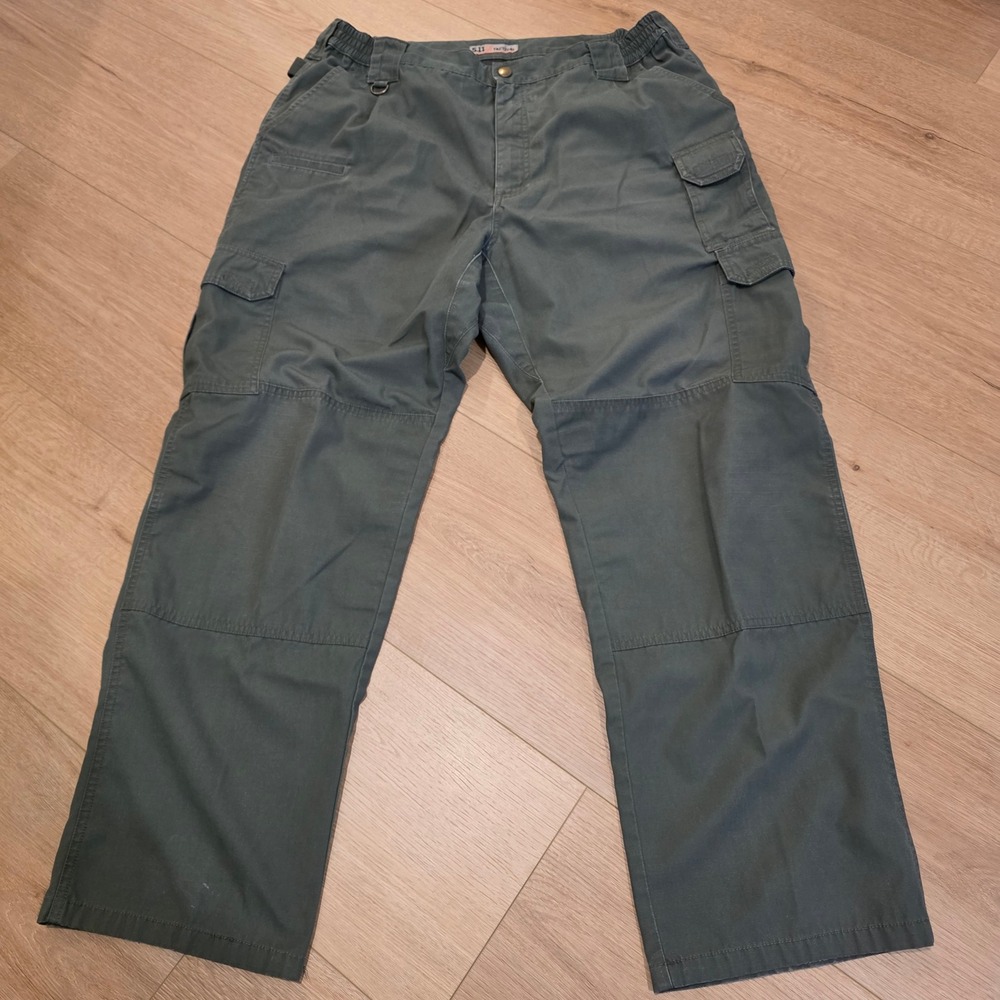 5.11 Tactical Men Green Ripstop Cargo Pants Utility Workwear Trousers 36x31